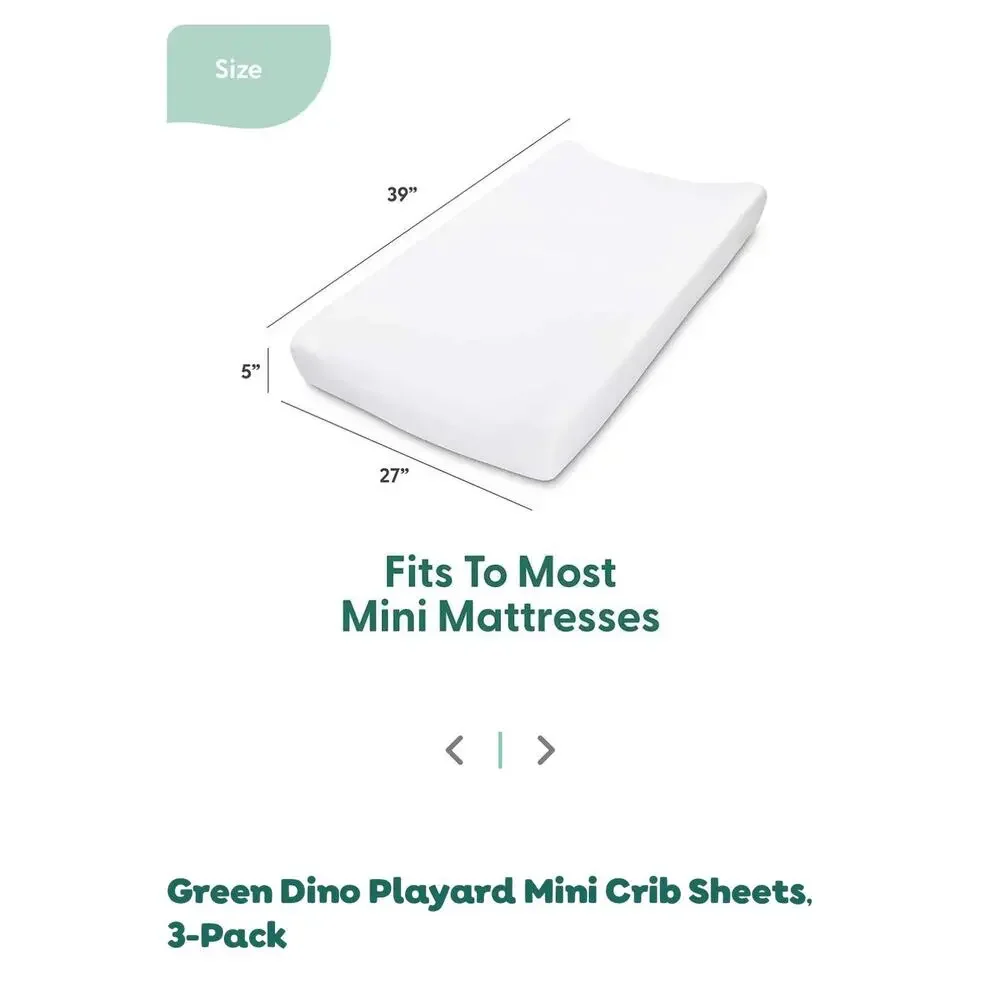 NEW! The Peanutshell Green Dino 3pc Playard Sheet